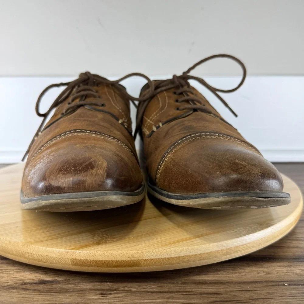 Good Steve Madden P-Kearny Oxford Men's 14 Brown Cap‎ Toe Textured Leather